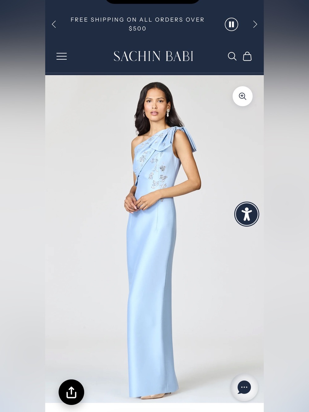Sachin Babi EMBELLISHED OLIVIA GOWN - GLACIAL BLUE New with tags! - Picture 3 of 7